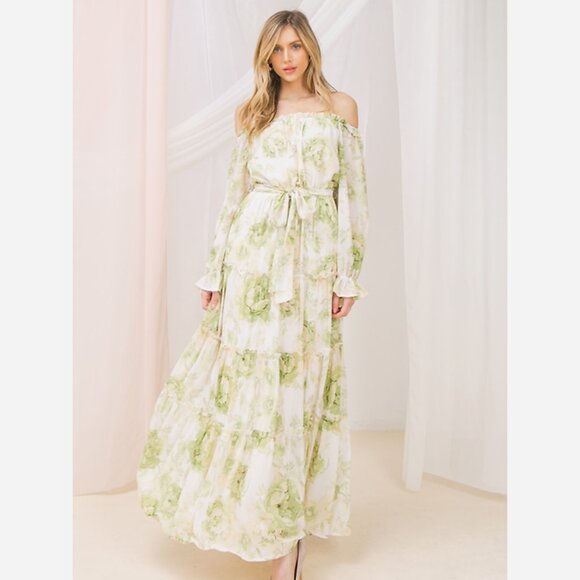 Floral Off Shoulder Maxi Dress - Picture 3 of 11